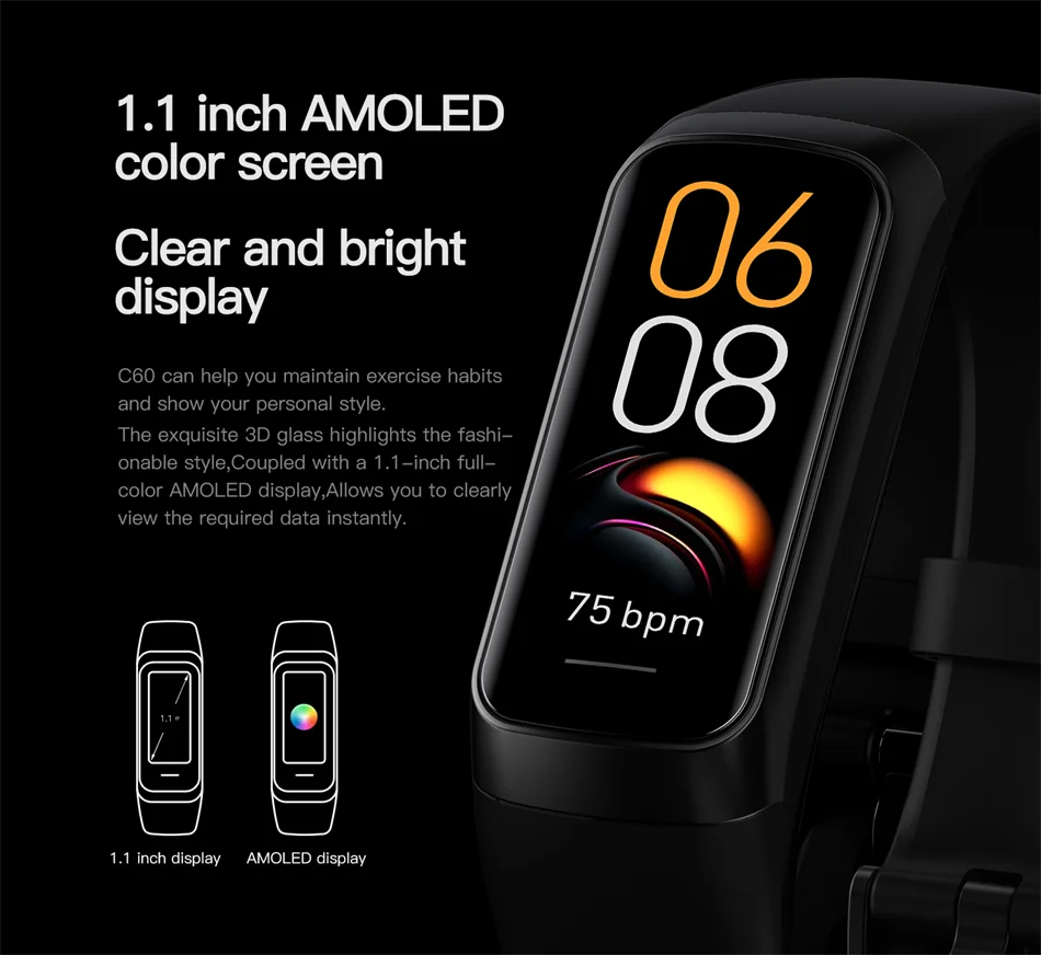 Reloj Inteligente AMOLED con Monitor de Temperatura