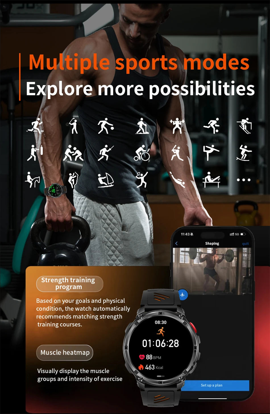 Reloj Inteligente Deportivo con GPS y Bluetooth