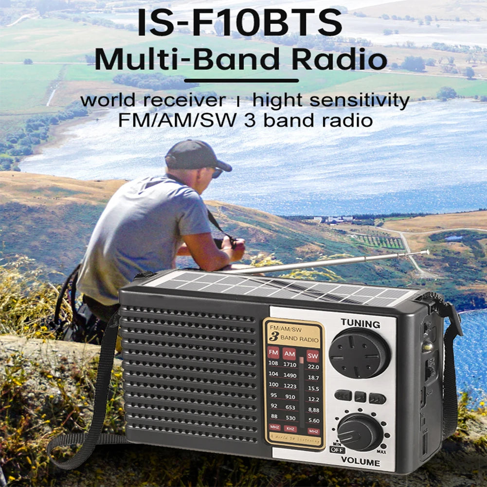 Radio de Emergencia Solar AM FM SW con Linterna LED y Bluetooth