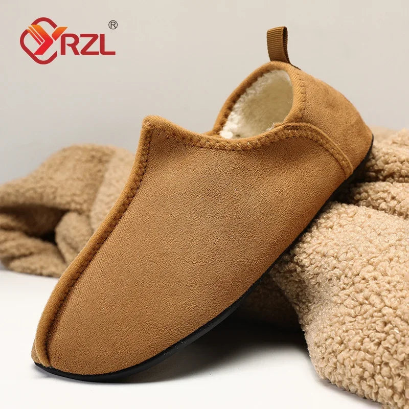 YRZL zapatos de algodón de invierno para hombre, zapatillas ligeras sin cordones cálidas, mocasines de algodón de felpa para dormitorio y hogar, zapatos cálidos de invierno Unisex