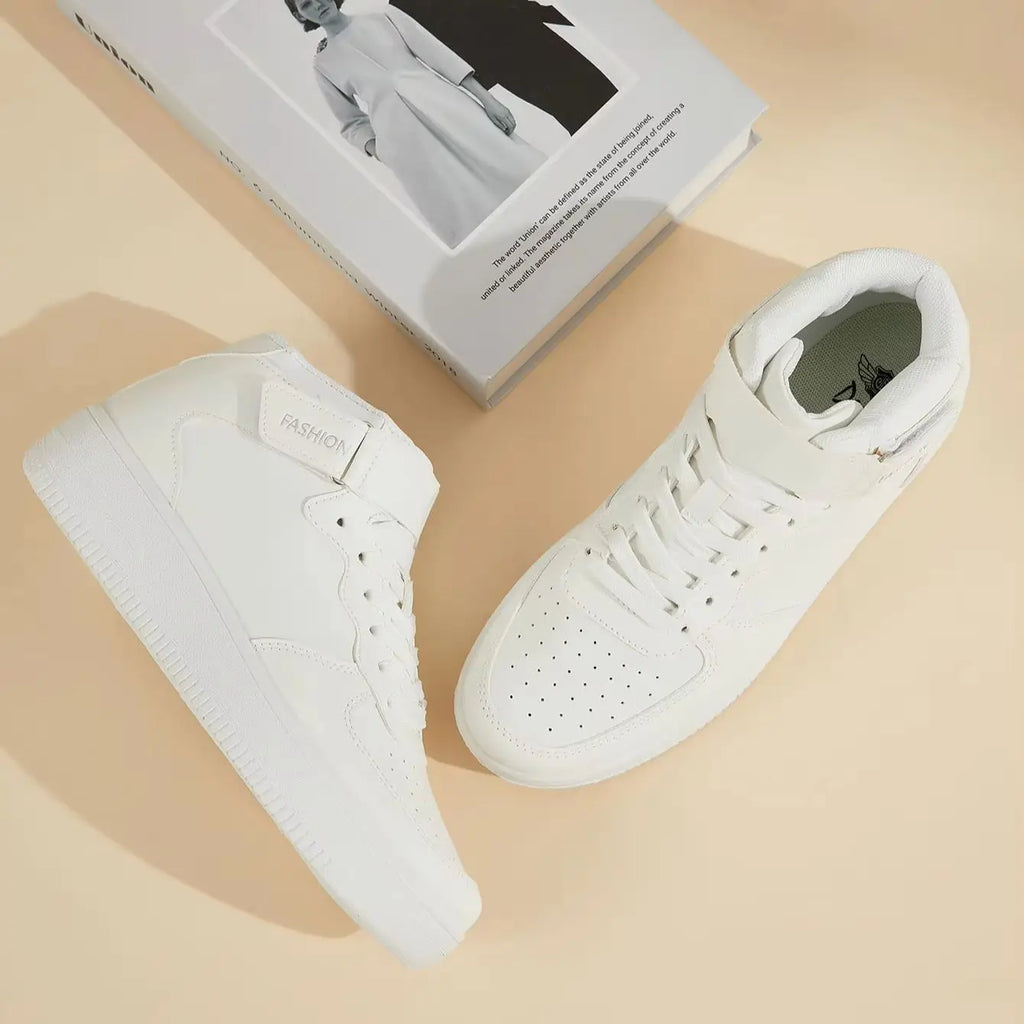 Zapatillas Deportivas Blancas de Plataforma con Cordones para Hombre y Mujer, Calzado Casual Transpirable para Caminar, Estilo Urbano