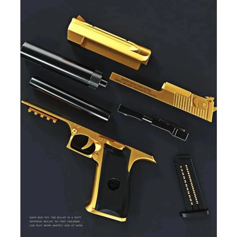 Pistola de Juguete Desert Eagle con Expulsión de Cartuchos, Pistola de Airsoft con Balas de Espuma Suave, Juguete de Combate al Aire Libre para Juegos de Disparos, Regalo de Cumpleaños o Halloween