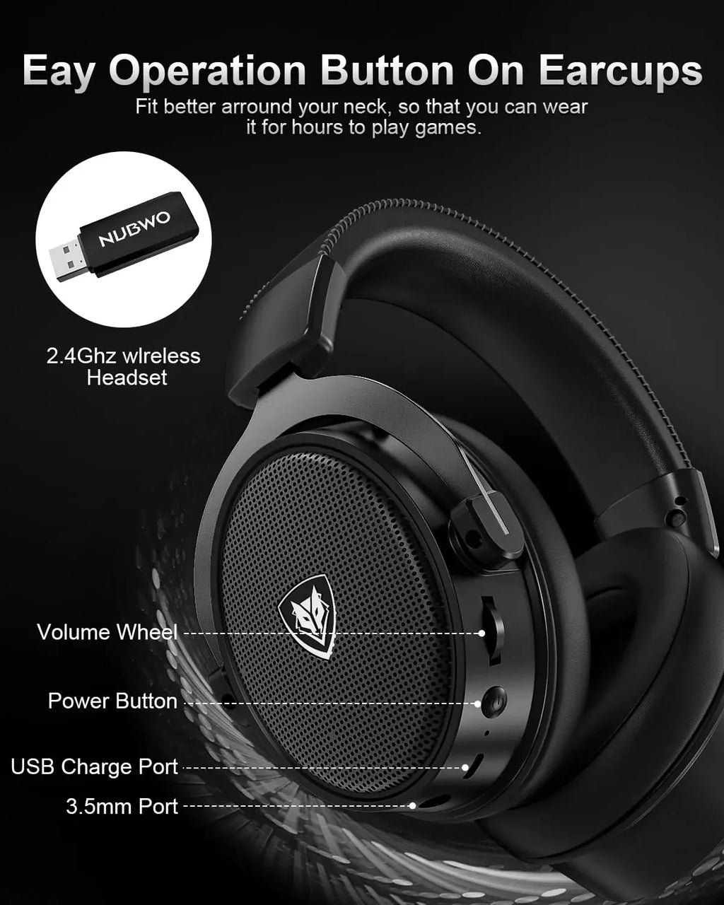 NUBWO G07 Auriculares Gaming 2.4GHz Baja Latencia