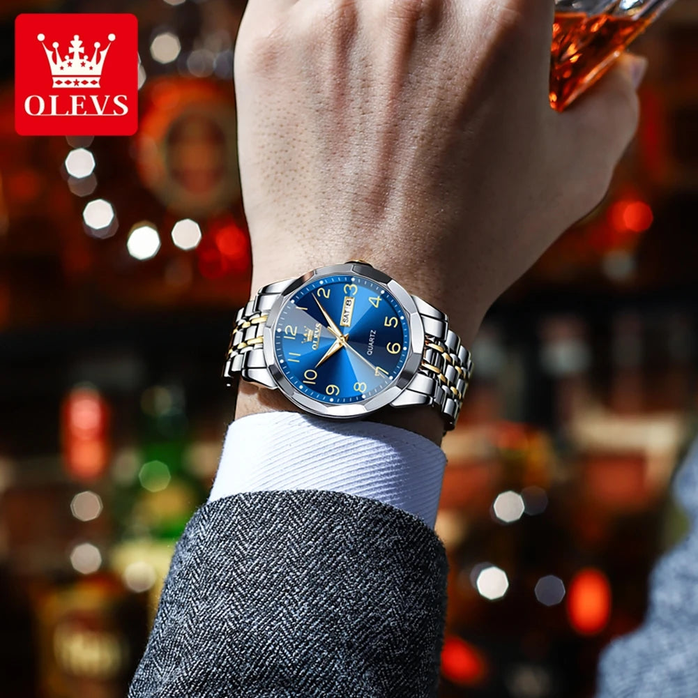 Reloj de Cuarzo Analógico para Hombre OLEVS 9970 Acero Inoxidable Negocios