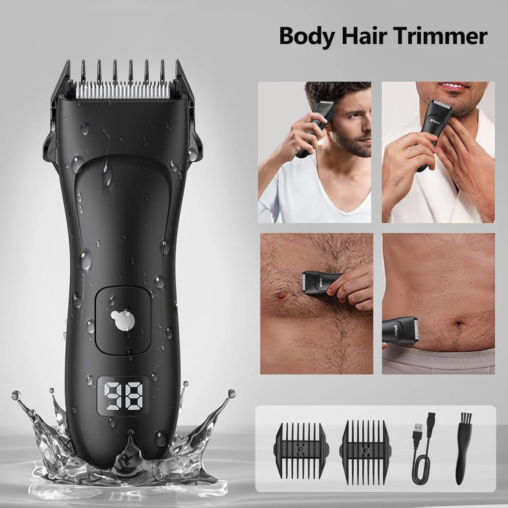    Recortadora de vello corporal para hombres, afeitadora recargable para barba, depiladora de pecho, axilas e ingle