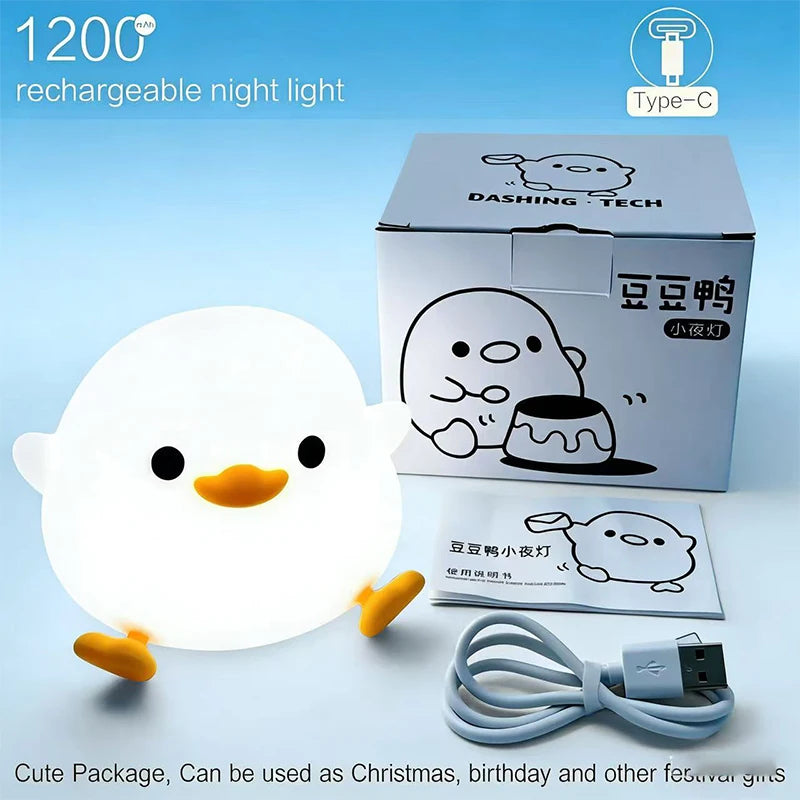 Lámpara Nocturna Do Do Duck, Lámpara de Noche de Silicona Suave para Habitación Infantil, Lámparas de Mesa Táctiles Recargables por USB para Dormitorios, Decoración de Sala de Estar