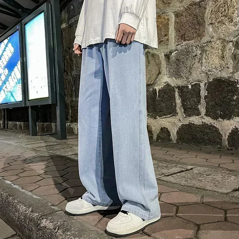 Pantalones Vaqueros Coreanos Sueltos, Estilo Calle, Pierna Ancha