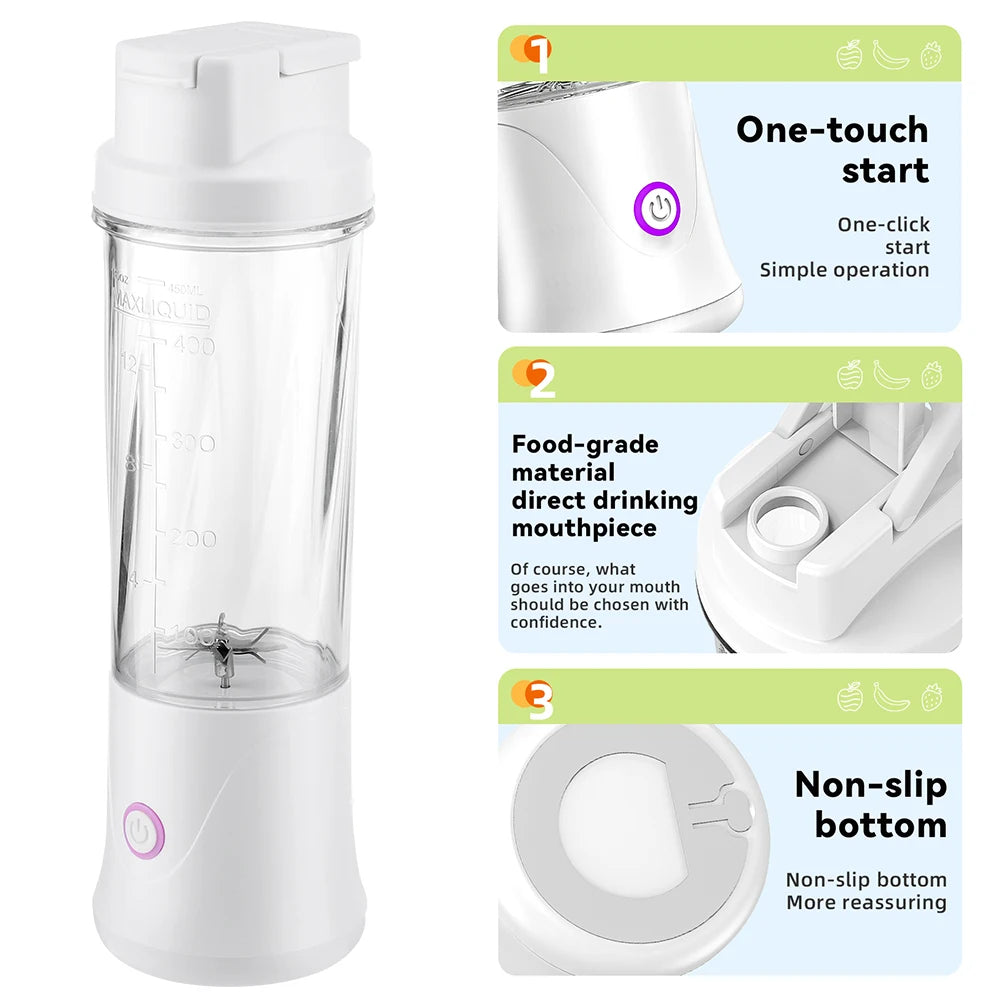 Exprimidor Portátil 450ml con 12 Cuchillas