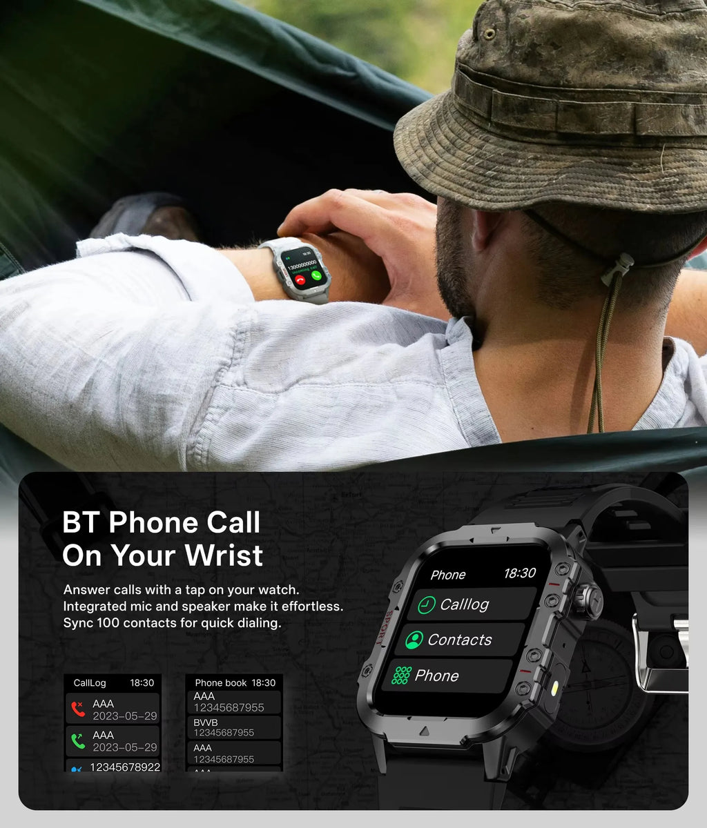Nuevo Reloj Inteligente Militar Xiaomi 2025 para Hombre, IP67 3ATM, Monitor de Actividad Física y Salud para Deportes al Aire Libre, Pantalla de 1.44 Pulgadas, Llamadas Bluetooth