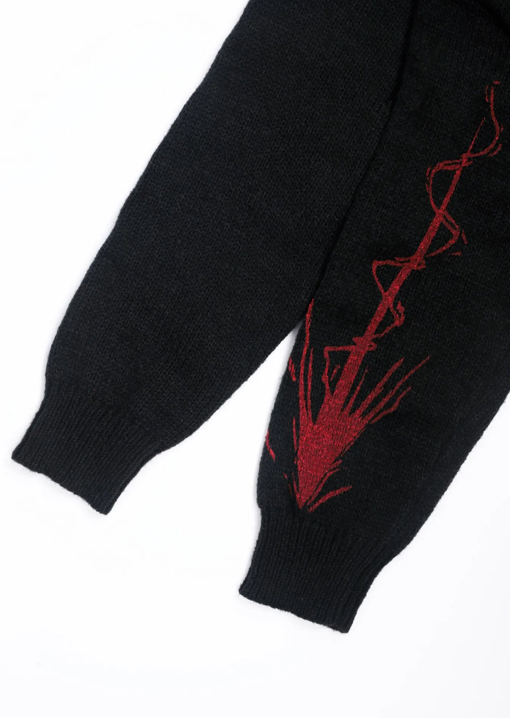 Suéter de punto con gráfico rojo y negro para hombre, cuello redondo, informal, de gran tamaño, manga larga, ropa de calle