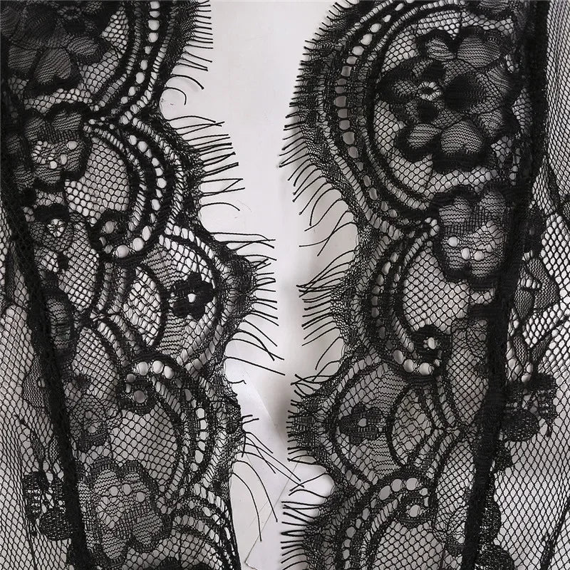 Babydoll Transparente con Cuello en V, Tanga de Encaje para Mujer