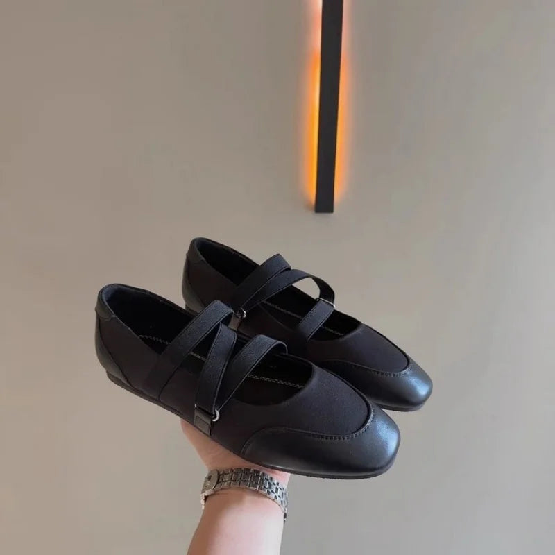 Zapatos Planos Mary Jane para Mujer, Punta Redonda, Estilo Ballet