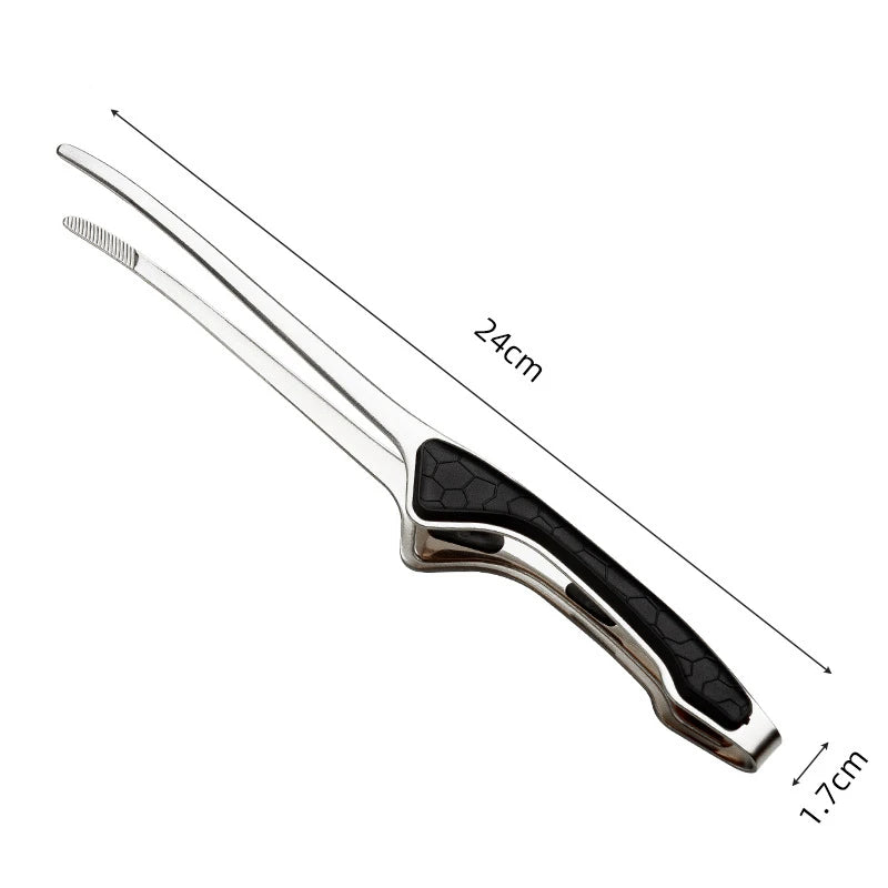 LMETJMA Pinzas para parrilla de acero inoxidable Patelai Pinzas para barbacoa coreanas y japonesas Pinzas para alimentos antideslizantes Pinzas autoportantes para cocina JT502