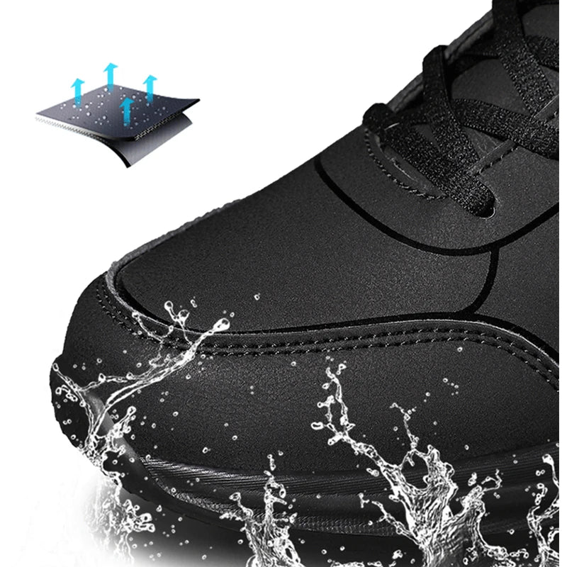Zapatos para correr a la moda para hombre, zapatillas cálidas de invierno para hombre, zapatos antideslizantes para caminar para hombre, zapatos informales de cuero con cordones suaves 39-47 2024