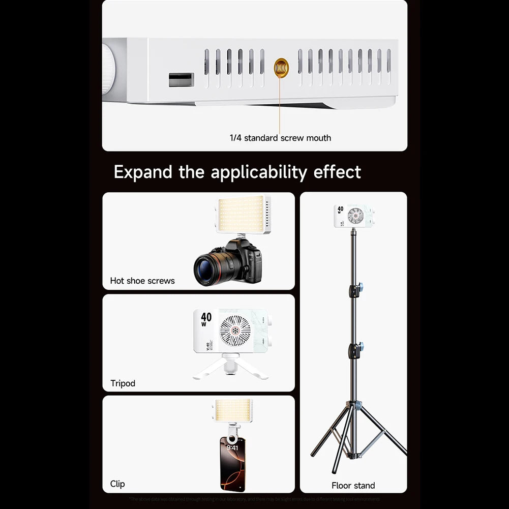 Luz LED para cámara de 40W CRI/TLCI 96+ 2700-6200K bicolor 4400mAh lámpara de vídeo para estudio fotográfico mango portátil luz de fotografía para cámara