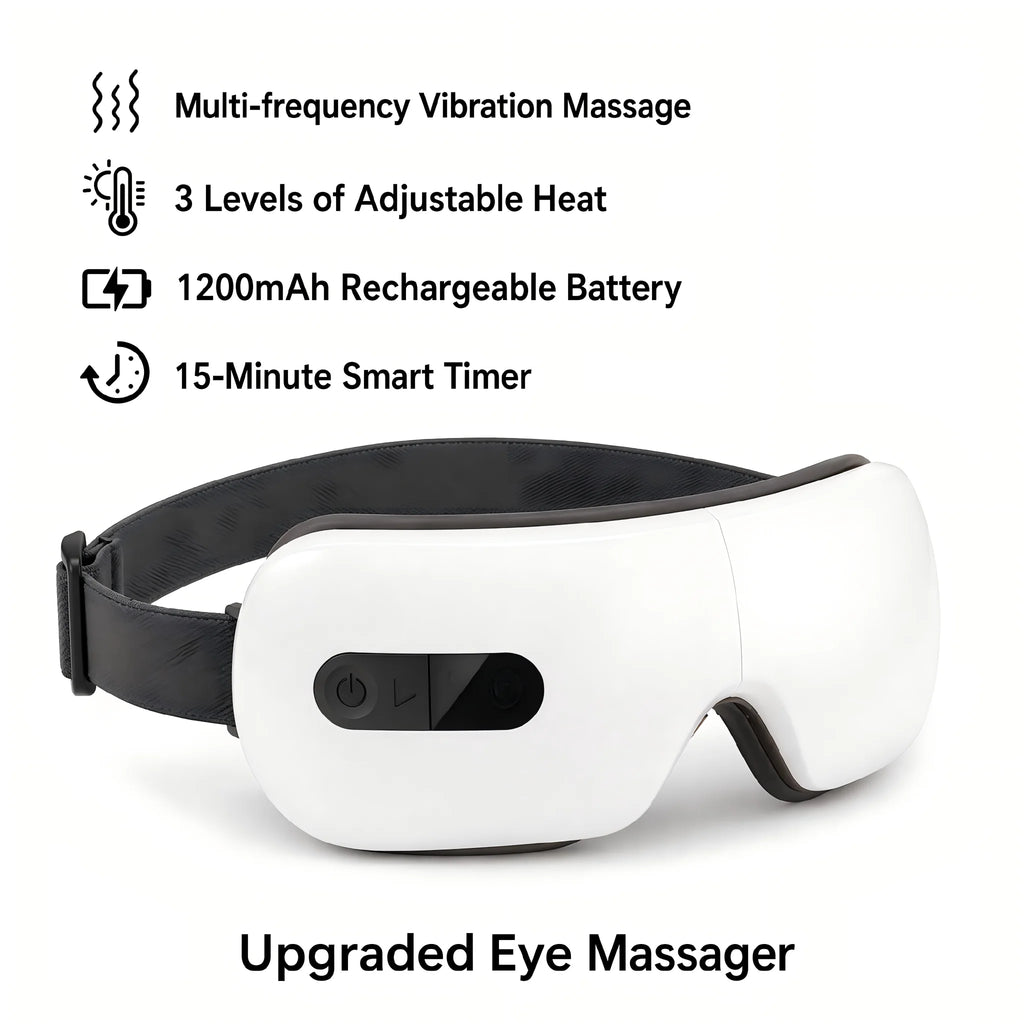Masajeador de Ojos Inalámbrico con Compresas Calientes y Bluetooth