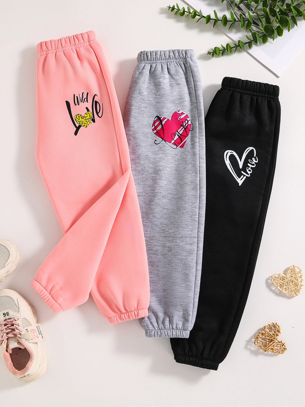 Conjunto de 3 pares de pantalones deportivos de punto para niños y niñas, ropa informal de otoño