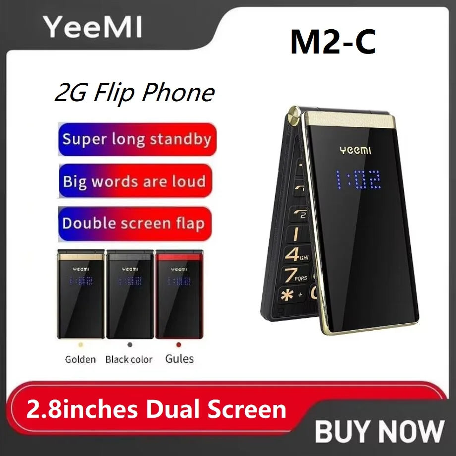 Teléfono Flip YEEMI M2-C para Adultos Mayores 2G Dual SIM