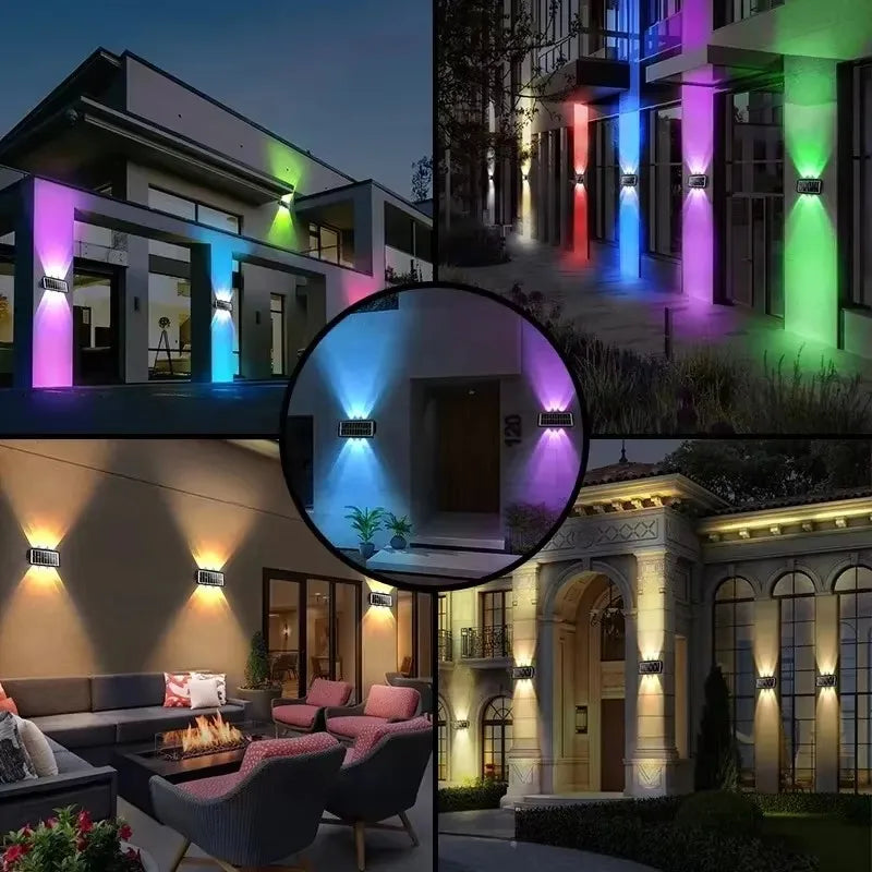 Lámpara Solar de pared para exteriores, luz LED Solar impermeable hacia arriba y hacia abajo, iluminación luminosa, luces decorativas para balcón, patio y jardín