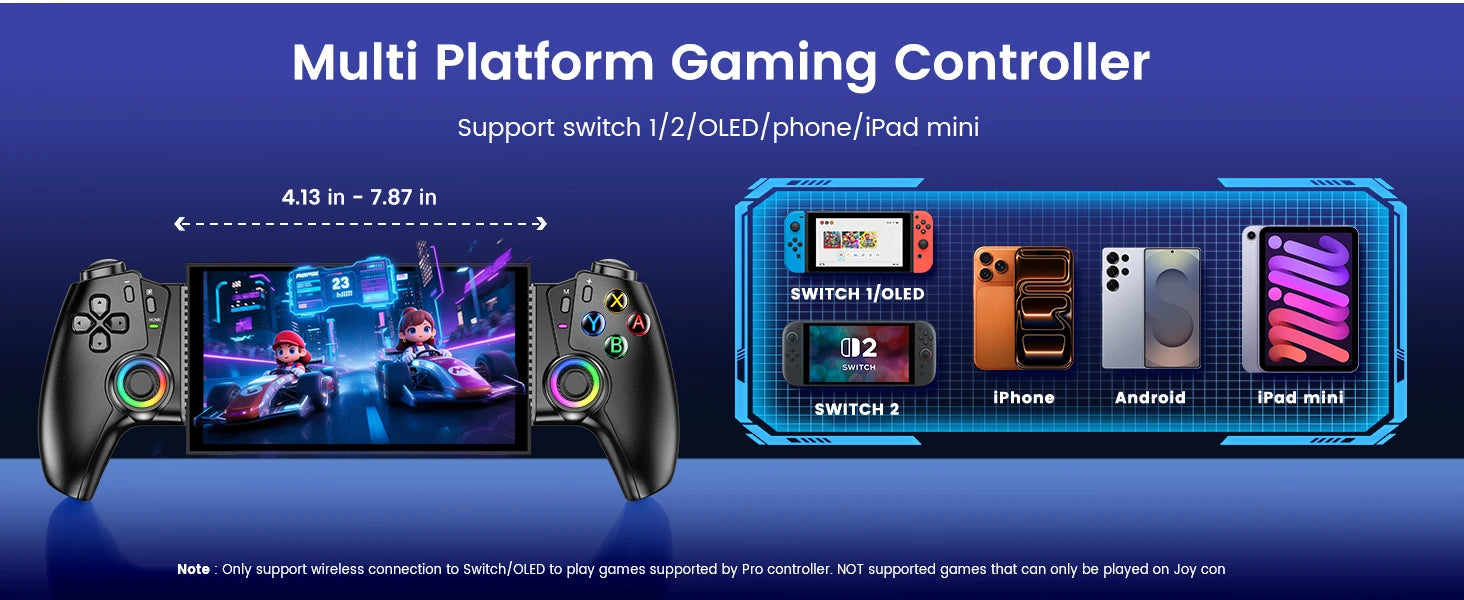 BEBONCOOL Bluetooth Gamepad controlador de juegos de efecto Hall para Nintendo Switch 2/Switch/Switch OLED/teléfono Android/iPhone