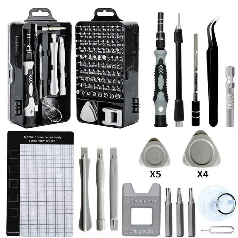 Kit de herramientas de reparación de desmontaje de precisión, destornillador profesional, herramientas de tornillo Torx, Kit de Hardware, reloj, ordenador, teléfono móvil, 115 Uds.