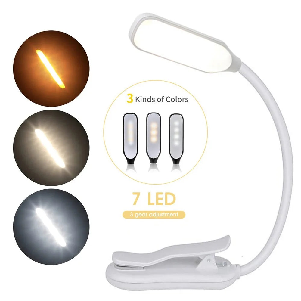 Luz LED para Libros con Clip, 3 Niveles de Brillo
