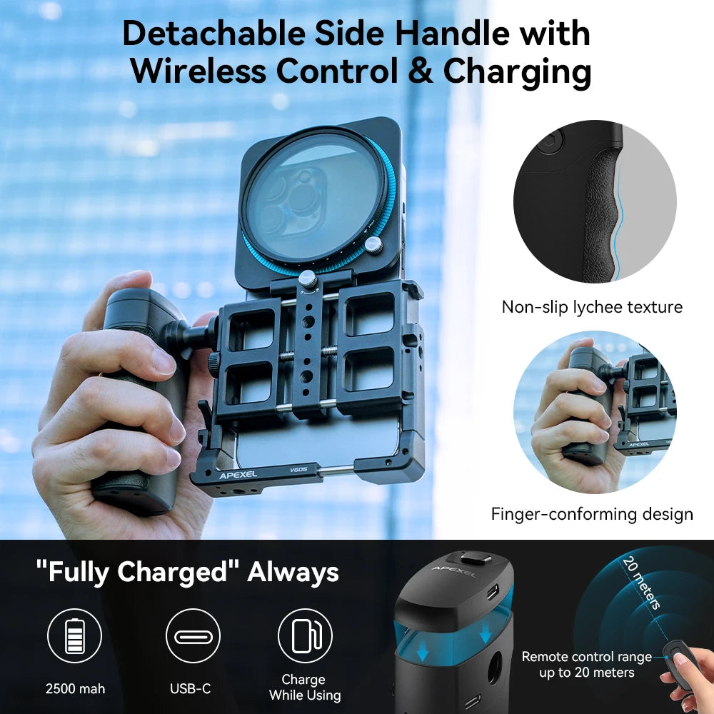 Kit de Video para Teléfono APEXEL Jaula Vlog con Estabilizador