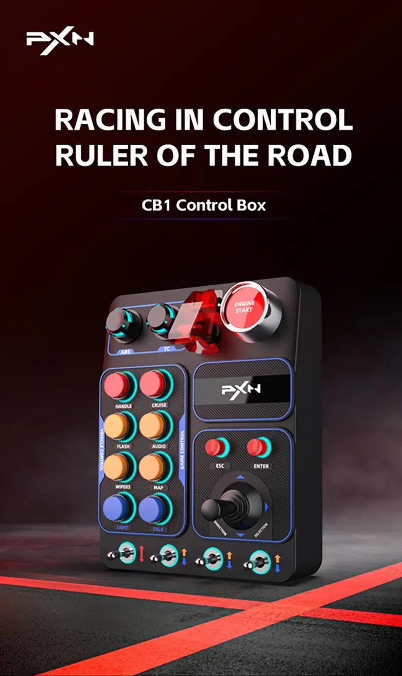 La caja de control central PXN-CB1 admite computadoras PC, con luces RGB personalizadas y 30 botones programables