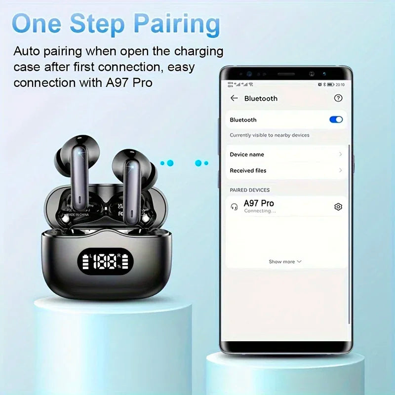 Auriculares Inalámbricos Bluetooth 5.3 ANC con Pantalla LED