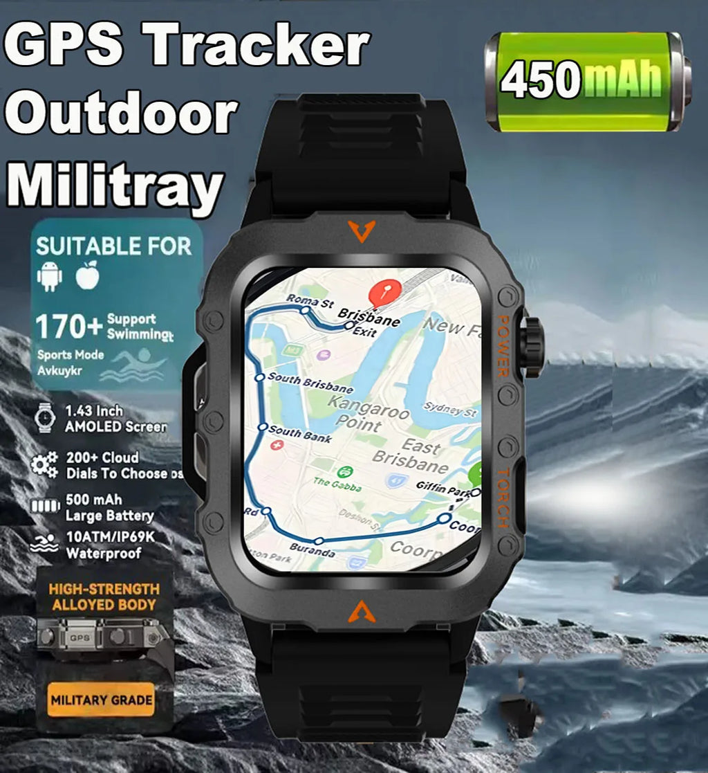 Nuevo reloj inteligente 2025 para hombre, relojes militares para exteriores con seguimiento GPS, llamadas telefónicas, reloj inteligente deportivo resistente al agua con ritmo cardíaco