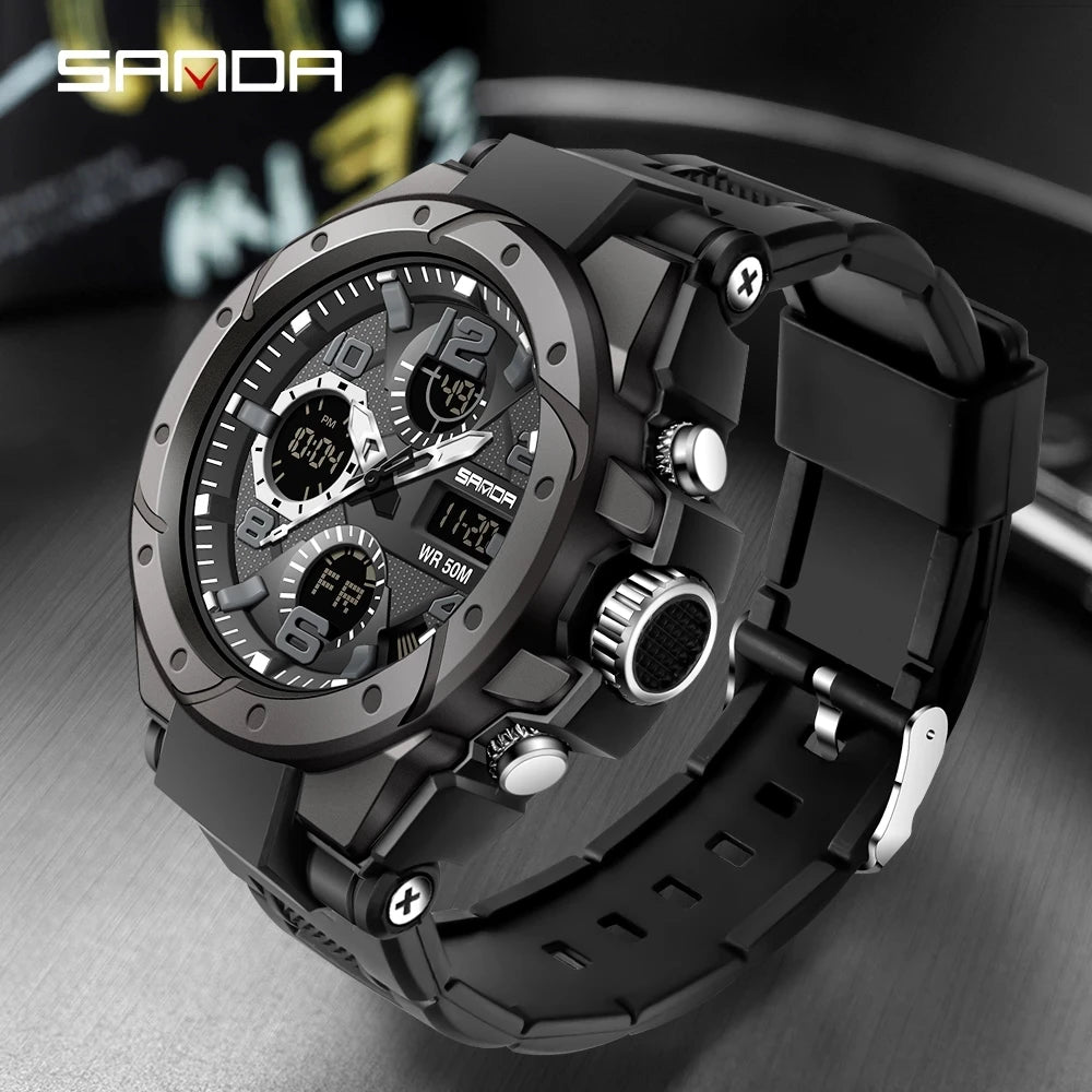 Reloj Militar SANDA Digital LED Doble Pantalla para Hombre