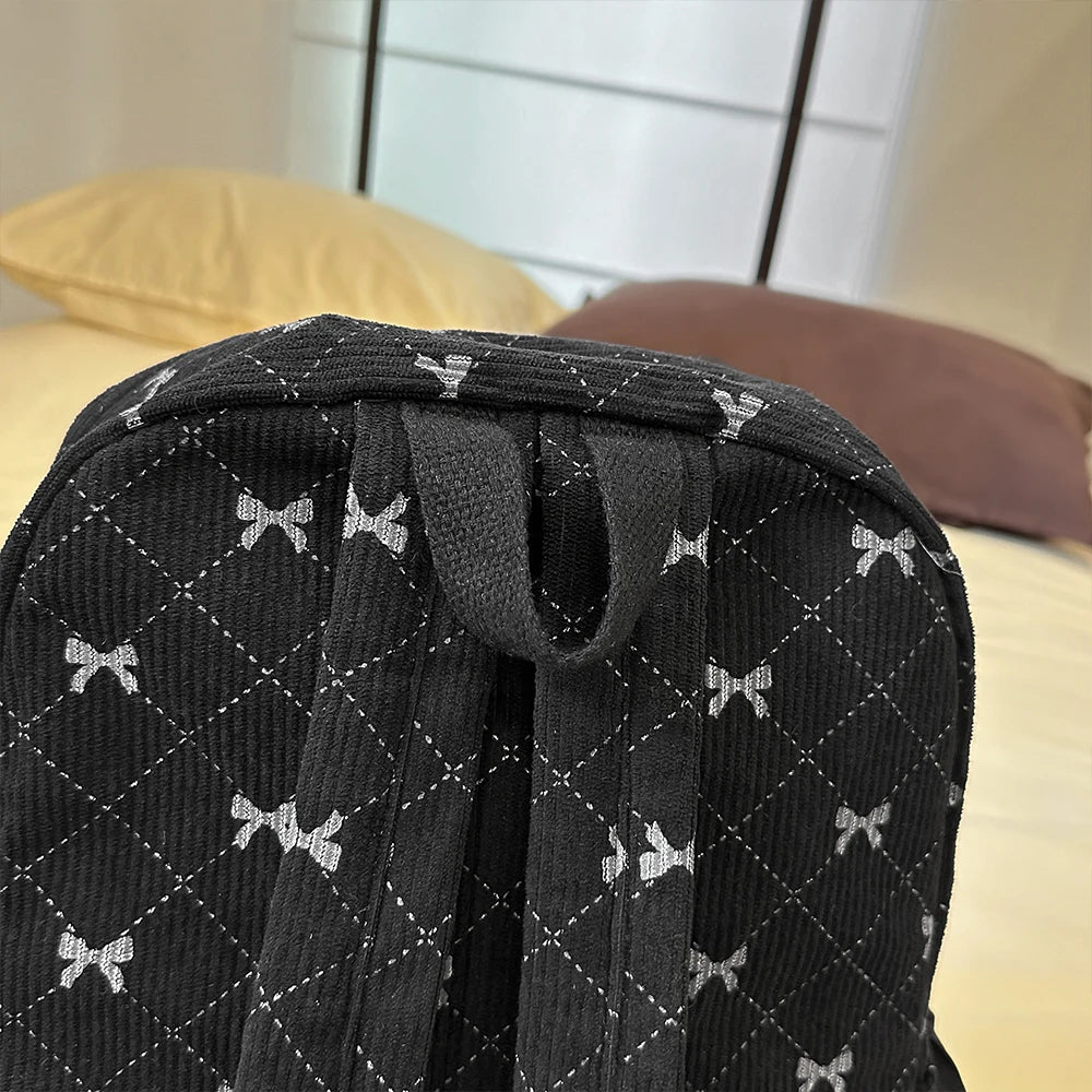 Mochila de Pana con Lazo para Estudiantes Universitarios