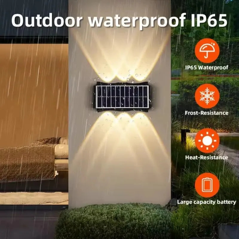 Lámpara Solar de pared para exteriores, luz LED Solar impermeable hacia arriba y hacia abajo, iluminación luminosa, luces decorativas para balcón, patio y jardín