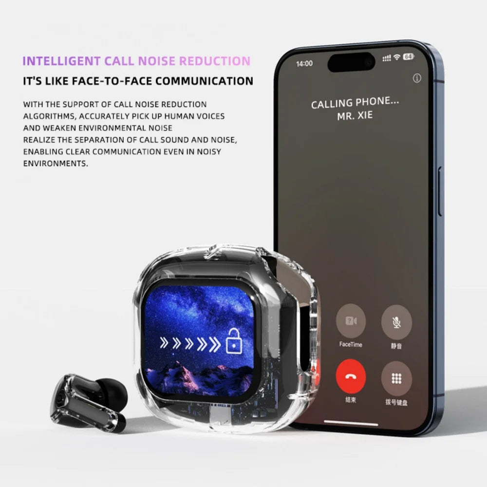 Auriculares Bluetooth TWS con Pantalla Táctil Multifunción, Auriculares Inalámbricos Inteligentes con Bluetooth, Calidad de Audio HiFi, Auriculares Empresariales