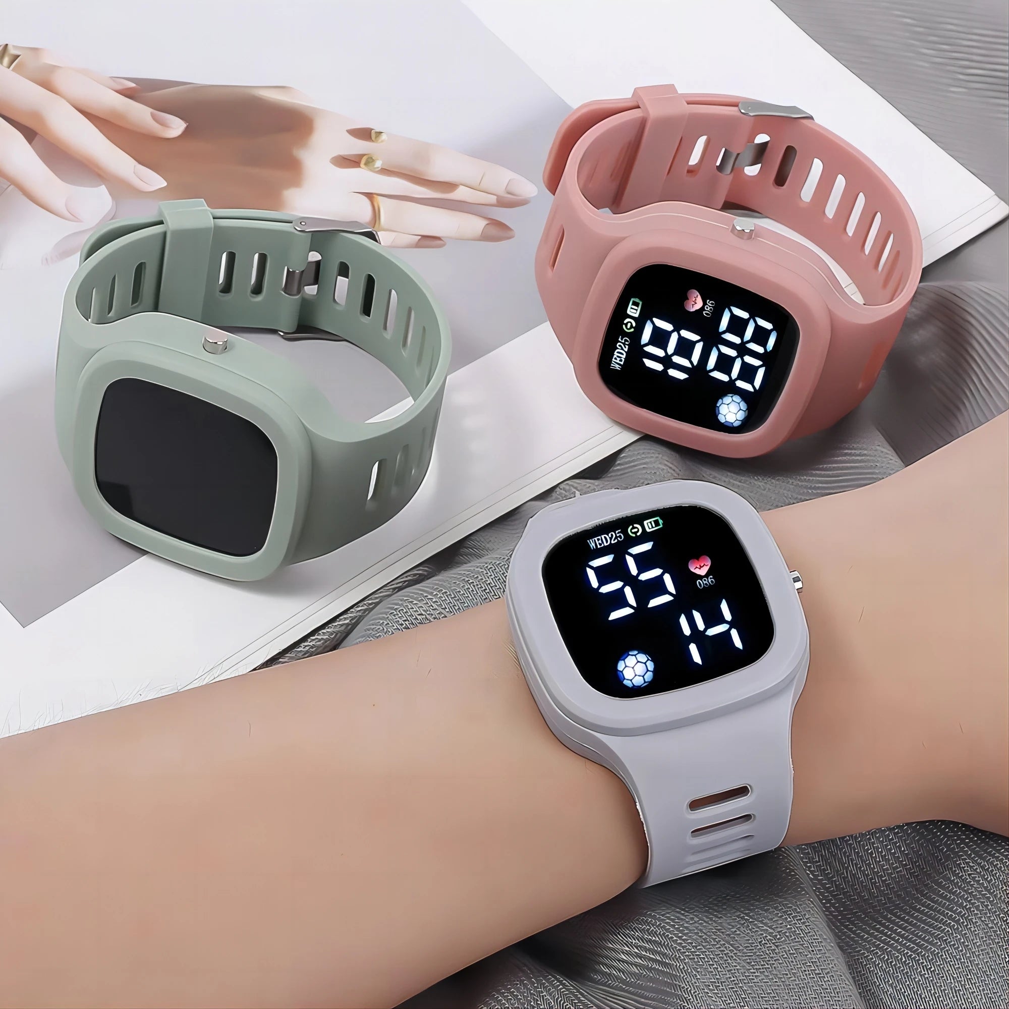 Reloj Deportivo Digital LED Cuadrado para Mujer