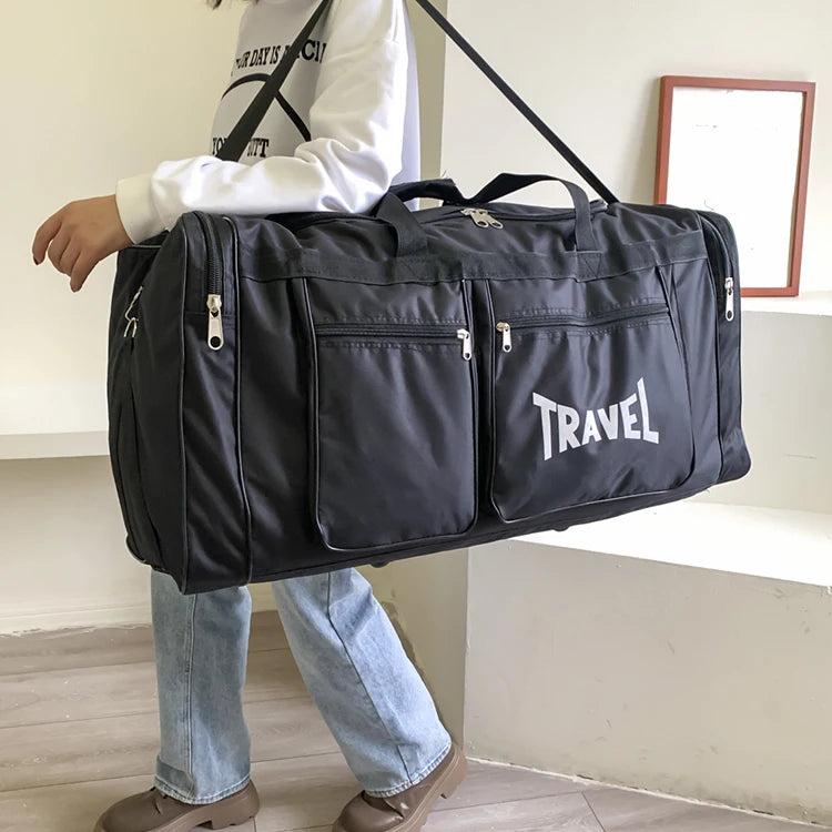 Bolsa de equipaje de viaje de gran capacidad: múltiples bolsillos, bolsa deportiva y fitness, cierre de cremallera, una bolsa para viajes al aire libre