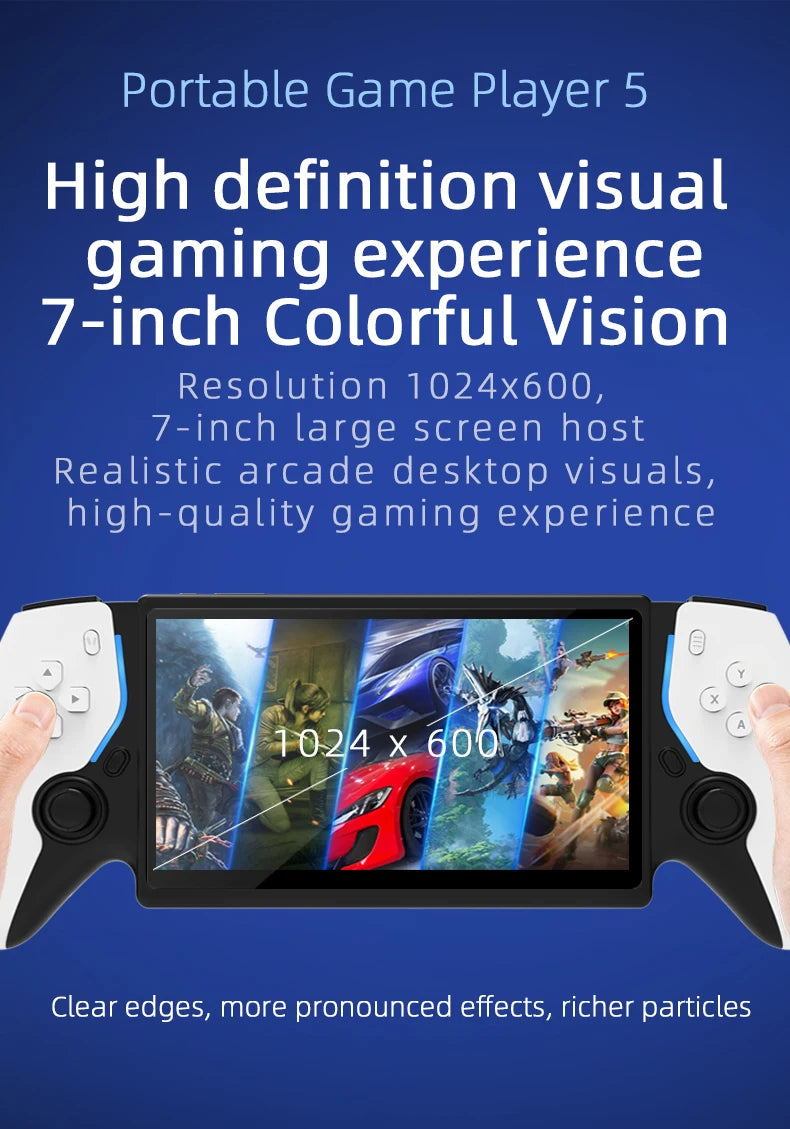 Consola de juegos portátil HD de 7 pulgadas, más de 15000 juegos integrados, más de 20 idiomas, batería de larga duración, regalos de juegos