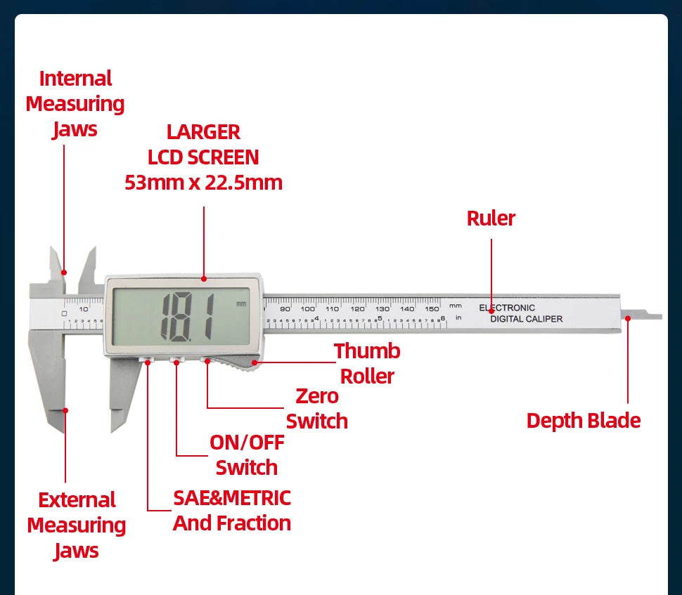 Calibrador de plástico pacômetro calibrador Digital regla electrónica Vernier calibre Digital herramienta de medición calibrador Digital micrómetro