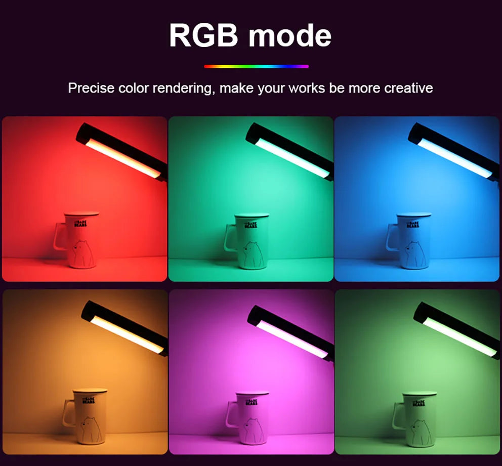 LUXCEO V8 portátil RGB luz de vídeo lámpara de jugador 2000mAh foto Video grabación Selfie iluminación luces de relleno para Vlog/YouTube