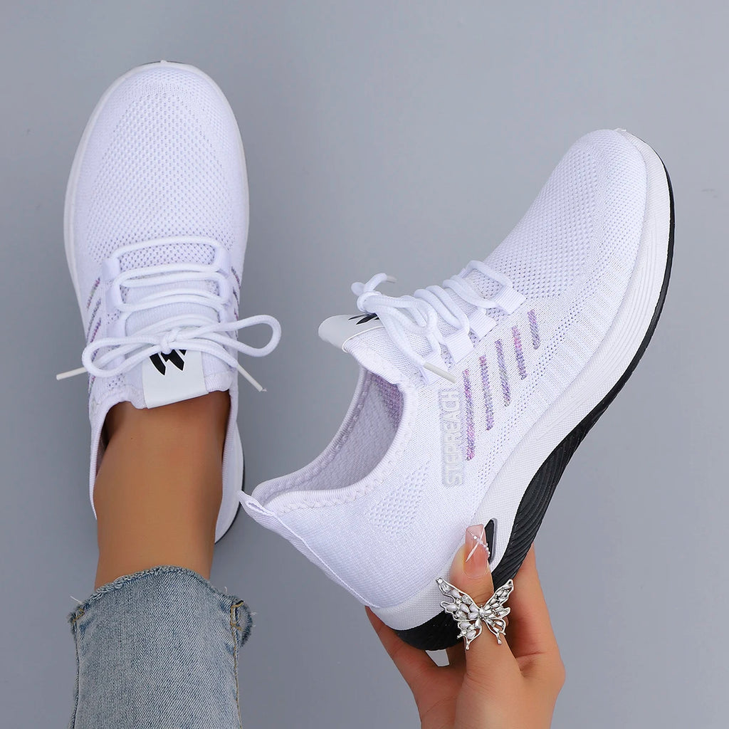 Primavera y otoño nuevos zapatos deportivos informales con cordones para mujer, cómodos, transpirables, ligeros y resistentes al desgaste