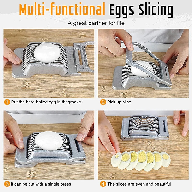 Rebanador de huevos LMETJMA para huevos duros, rebanador de huevos de alambre de acero inoxidable, cortador de cocina, rebanador de setas y fresas JT188