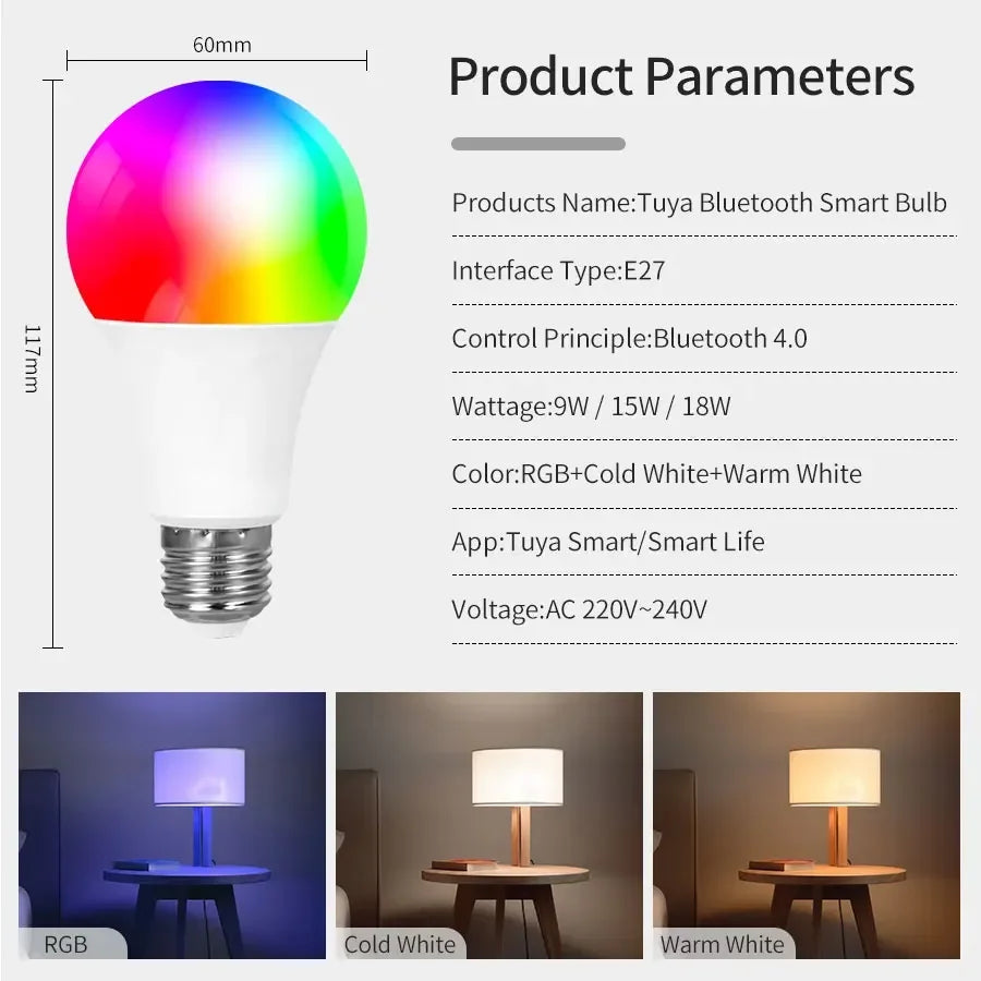 Bombillas LED Inteligentes Tuya Bluetooth E27