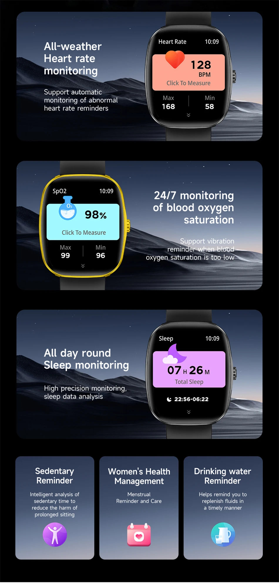 Reloj inteligente LIGE con llamadas Bluetooth, monitor cardíaco y IP68