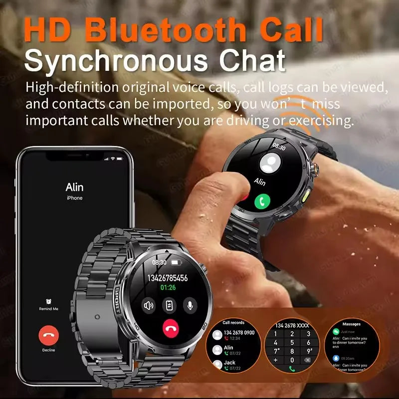 2026 militar t-rex 3 reloj inteligente reloj de Fitness hombres 466*466 pantalla AMOLED 1000mAh batería linterna llamada impermeable Smartwatchs