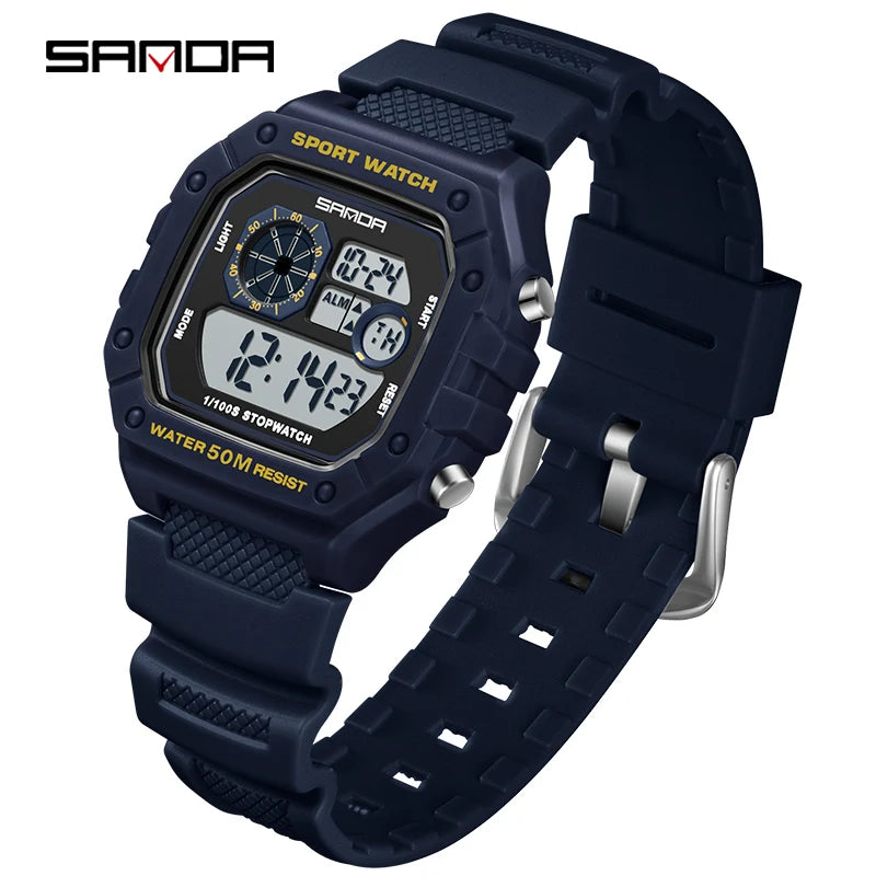 Reloj Digital SANDA 2202 para Hombre, LED Deportivo Impermeable 5 Bar