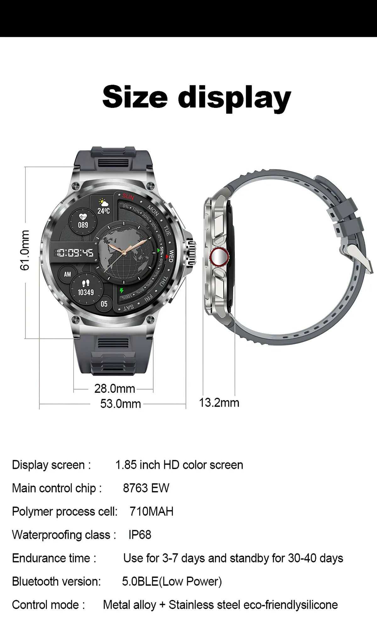 Reloj Inteligente Deportivo AMOLED 1.85 GPS