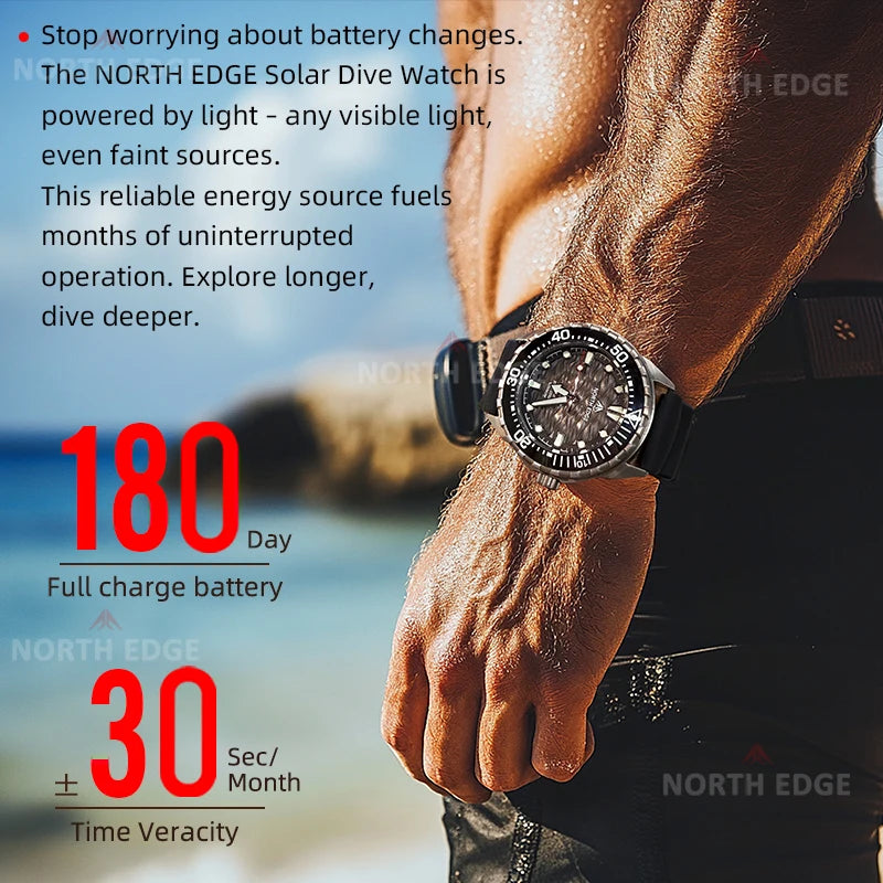 NORTH EDGE TRITON-Ti Reloj de Buceo Titanio Solar