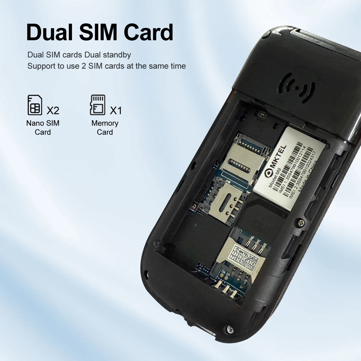 MKTEL M9 Flip teléfono móvil 2G 2,4 "pantalla 1000mAh batería Dual SIM doble modo de reposo MP3/MP4/FM Radio desbloqueado recurso para personas mayores teléfono