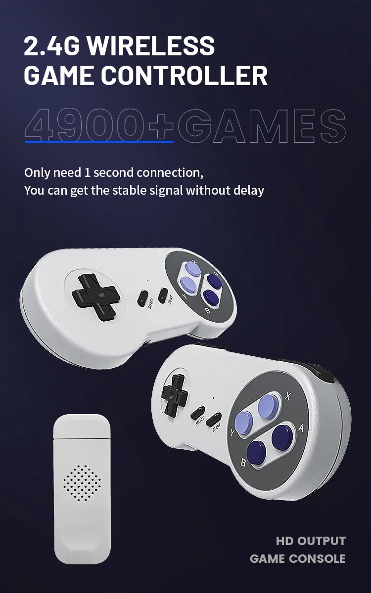 Consola de Videojuegos Retro SF900 1080P HD, Consola de Juegos para TV con Más de 5000 Juegos Clásicos de SNES, 2 Controles Inalámbricos, Plug and Play, Juegos para el Hogar