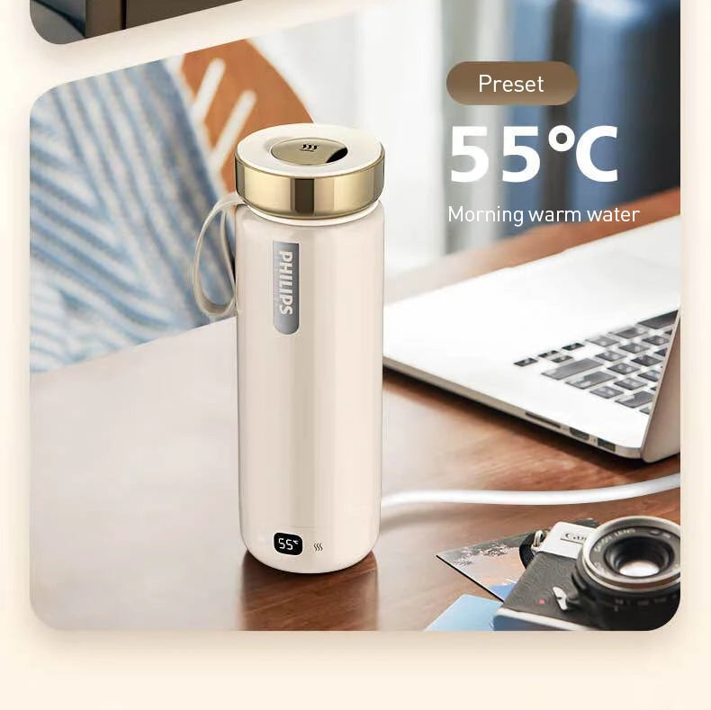 Taza Calefactora Eléctrica Portátil 400ml con 5 Niveles de Temperatura